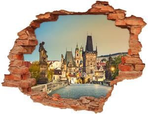Autocolant 3D gaura cu priveliște Podul Praga Republica Cehă