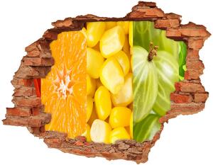 Autocolant de perete gaură 3D Fructe si legume