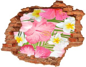 Autocolant de perete gaură 3D flori tropicale