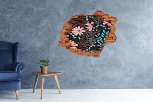 Autocolant de perete gaură 3D Flori de primavara caramida