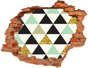 Autocolant un zid spart cu priveliște triunghiuri colorate