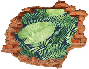 Autocolant 3D gaura cu priveliște frunze tropicale
