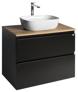 Aqualine Aqualine, dulap ALTAIR cu blat 78,5 cm, negru mat/stejar emporio, AI680-01