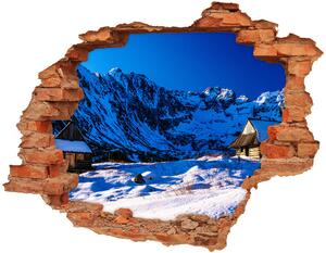 Fototapet un zid spart cu priveliște Case în munții Tatra