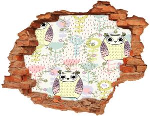 Autocolant de perete gaură 3D Owls