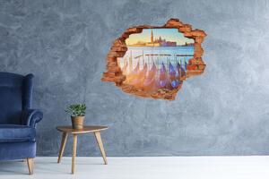 Fototapet un zid spart cu priveliște caramida Veneția