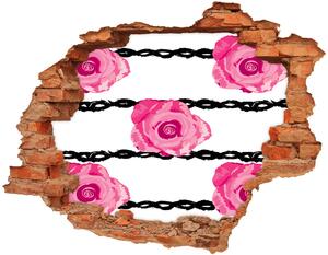 Fototapet 3D gaură în perete Trandafiri de cărămidă