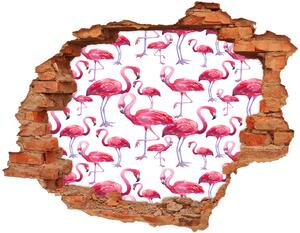 Autocolant 3D gaura cu priveliște Flamingos