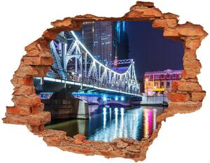 Fototapet un zid spart cu priveliște Shanghai pod