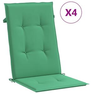 Perne scaun cu spătar înalt, 4 buc., verde, 120x50x3 cm, textil