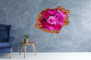 Autocolant gaură 3D Un buchet de trandafiri roz