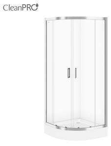 Cersanit Arteco, duș sfert de cerc cu uşă glisantă 90 (uşă) x 90 (uşă) x 190 cm, sticlă transparentă 5 mm, profil cromat, S157-002
