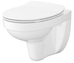 Cersanit Cersania SimpleOn, vas WC montat pe perete 52,5x36x37,5 cm + scaun cu inchidere lenta din duroplast, deseuri orizontale, alb, S701-566