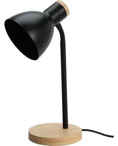 Lampă de masă din metal cu bază din lemn Solanonegru, 14 x 36 cm