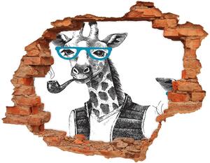 Autocolant de perete gaură 3D ochelari Giraffe