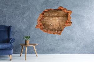 Fototapet 3D gaură în perete fundal de lemn