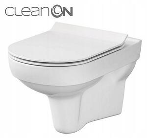 Cersanit City CleanOn, vas suspendat + scaun toaleta antibacterian duroplast, alb, K701-143