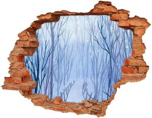 Autocolant 3D gaura cu priveliște cărămidă pădure în timpul iernii
