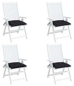 Perne scaun, 4 buc., negru carouri, 50x50x7 cm, textil oxford