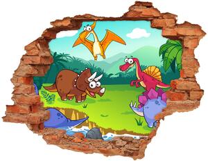 Autocolant un zid spart cu priveliște dinozauri