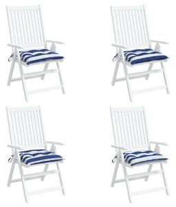 Perne de scaun, 4 buc., albastru&alb, 50x50x7 cm, textil oxford