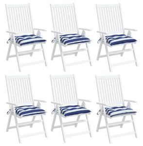 Perne de scaun, 6 buc., albastru&alb, 50x50x7 cm, textil oxford