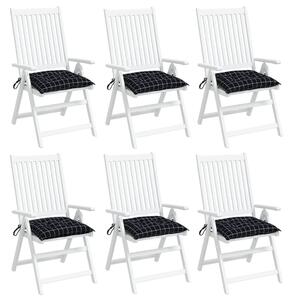 Perne scaun, 6 buc., negru carouri, 50x50x7 cm, textil oxford