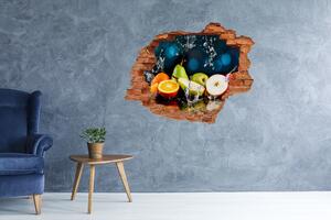 Autocolant de perete gaură 3D Fructele si apa