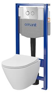 Cersanit City, cadru încastrat System50 PNEU + vas de toaletă suspendat City Oval CleanOn + buton cromat Circle, S701-761