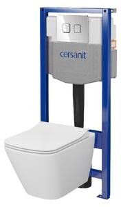 Cersanit City, cadru încastrat System50 PNEU + vas de toaletă suspendat City Square CleanOn + buton cromat Circle, S701-776