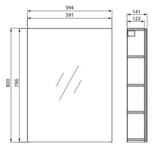 Cersanit City, dulap oglinda 60x14x80 cm, alb, S584-024-DSM