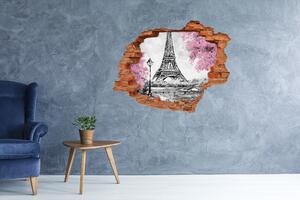 Autocolant 3D gaura cu priveliște Turnul Eiffel din Paris