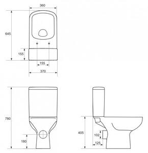 Cersanit COLOR - WC combinat + scaun soft close, pile orizontal, alb, K103-027