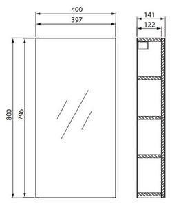 Cersanit City, dulap oglinda 40x14x80 cm, alb, S584-022-DSM
