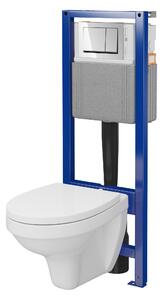 Cersanit Delfi, cadru încastrat System40 MECH + vas WC montat pe perete Delfi + buton cromat Enter II, S701-767