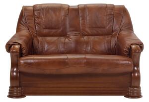 Canapea Parma 2 locuri, maro, piele naturala, 145x96x95 cm