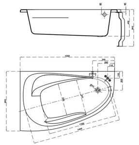 Cersanit Joanna New, cada colt stanga 150x95cm, alb, S301-167