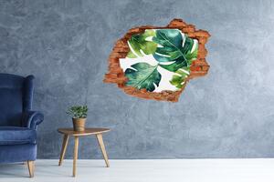 Autocolant de perete gaură 3D frunze tropicale