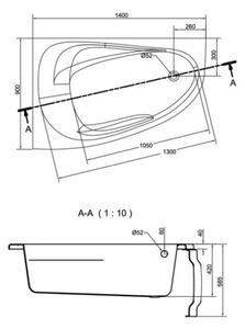 Cersanit Joanna New, cada colt stanga 140x90cm, alb, S301-165