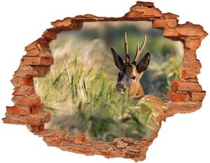 Autocolant de perete gaură 3D Deer în domeniu