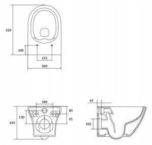 Cersanit Larga Oval CleanOn, vas WC montat pe perete fără scaun, K120-003