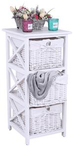 Comoda RAFAELLO 3, lemn/rachita, alb, 36x37x76 cm