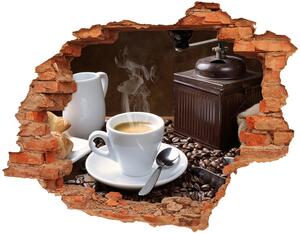 Autocolant gaură 3D Cornuri și cafea