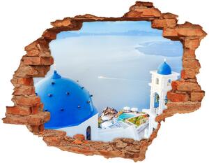 Fototapet 3D gaură în perete Santorini, Grecia