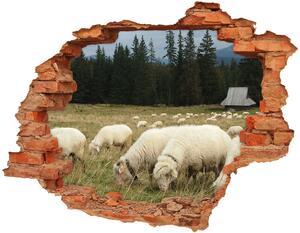 Autocolant un zid spart cu priveliște oi pasc