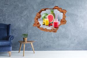 Fototapet 3D gaură în perete cocktail de fructe