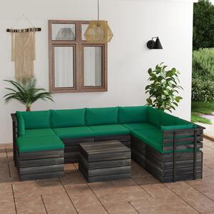Set mobilier grădină din paleți cu perne, 8 piese, lemn de pin