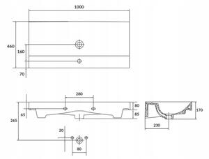Cersanit Larga, chiuveta dulap 100x46 cm, alb, K120-011