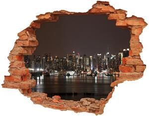 Autocolant un zid spart cu priveliște New York, pe timp de noapte