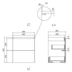 Cersanit Larga, dulap pentru lavoar suspendat 50cm, alb lucios, S932-067